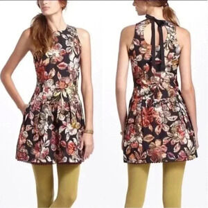 Anthropologie Leifsdottir Adelita Floral Shimmer Brocade Fit Flare Mini Dress 4